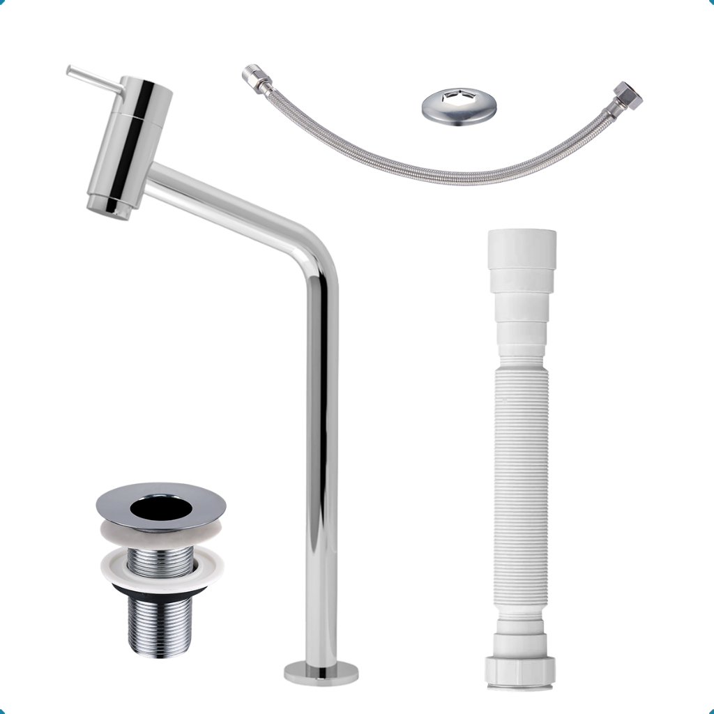 Kit Torneira Link Bica Alta Cromada Válvula 7/8 Engate Sifão Beltempo em Oferta na Shopee
