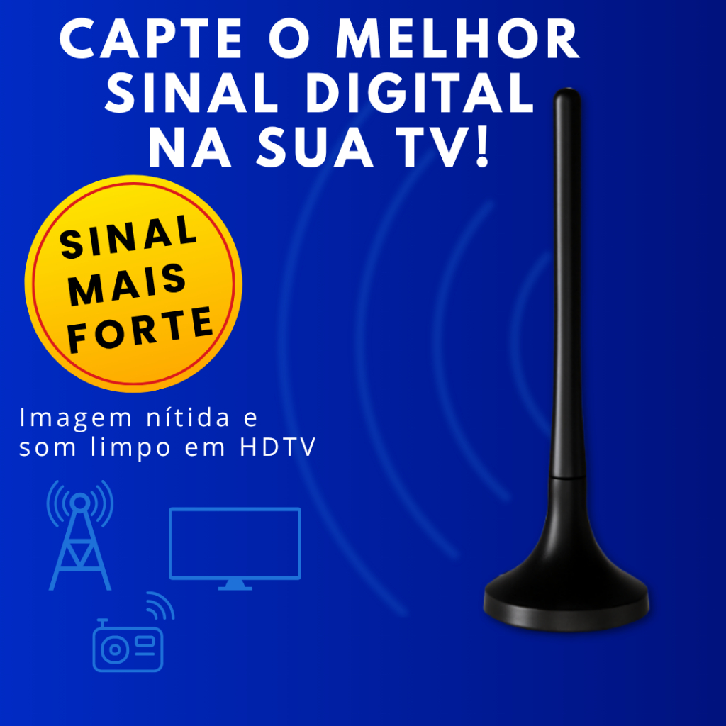 Antena Digital Interna HDTV Aquário DTV-100P • TV Digital Full HD • Alto Alcance • Fácil Instalação em Oferta na Shopee