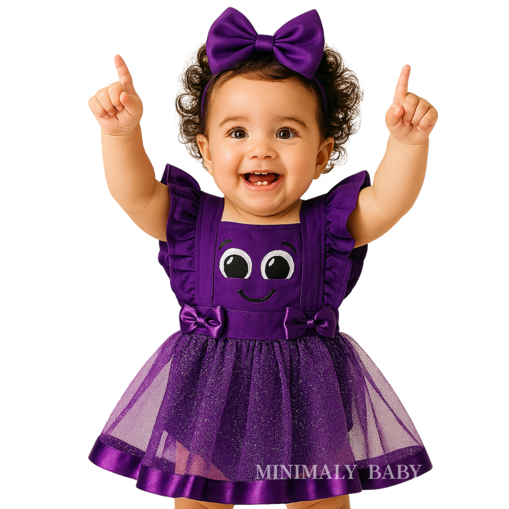 Romper Vestido Menina Luxo Bolofofo Bordado Para Mesversário + Laço em Oferta na Shopee