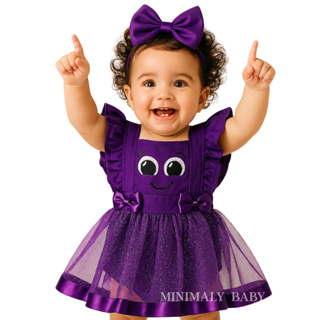 Romper Vestido Menina Luxo Bolofofo Bordado Para Mesversário + Laço em Oferta na Shopee