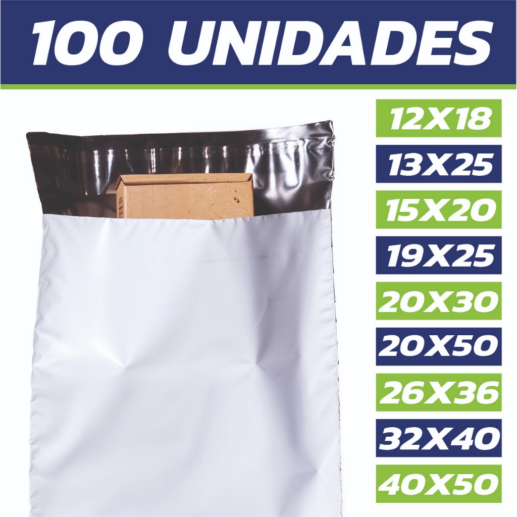 Kit 100 Envelopes Branco | Embalagem Saco Envios Correios com Lacre