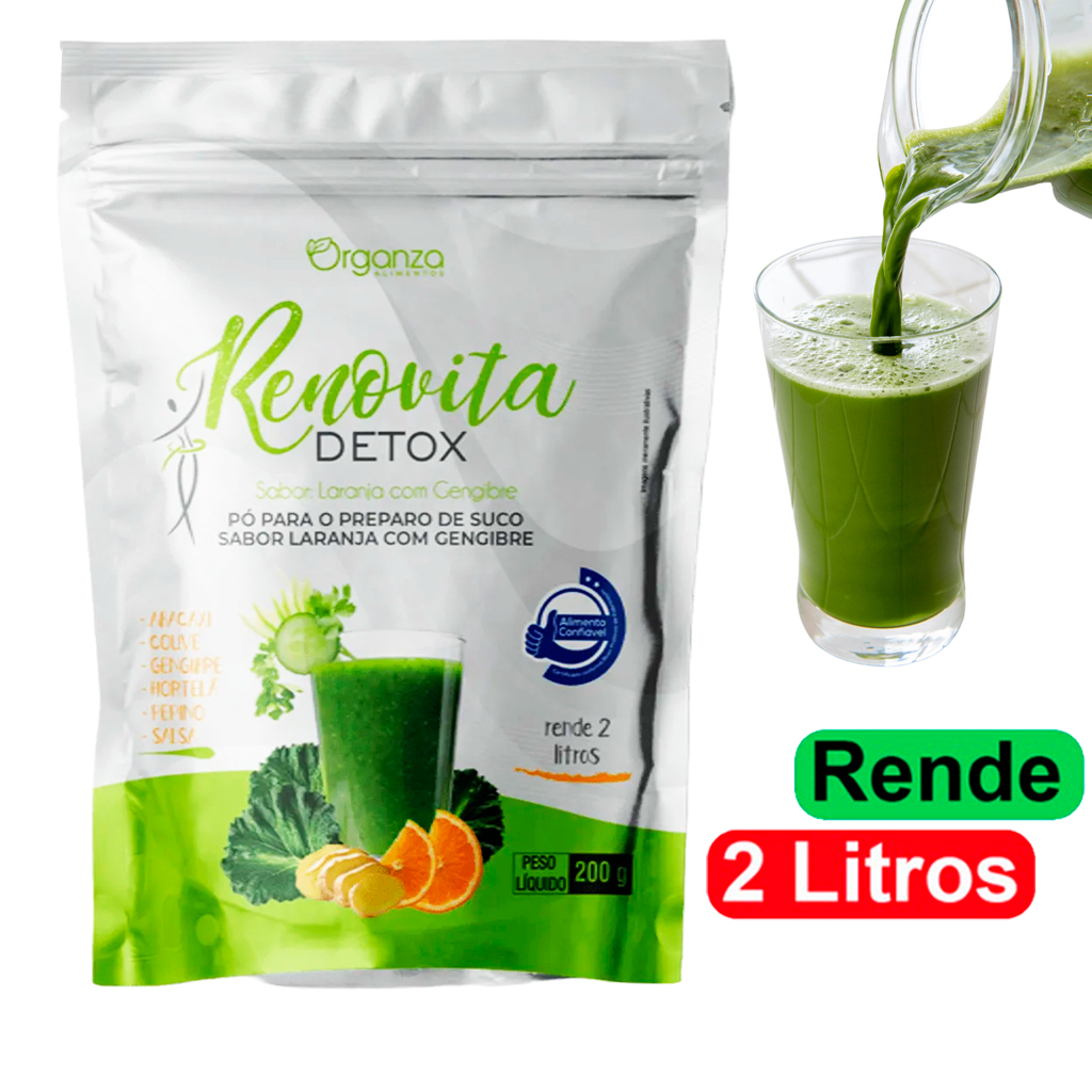 Suco Verde com Gengibre 200g - Organza 100% Natural Rende 2L - fardo de alimentos - greemy detox