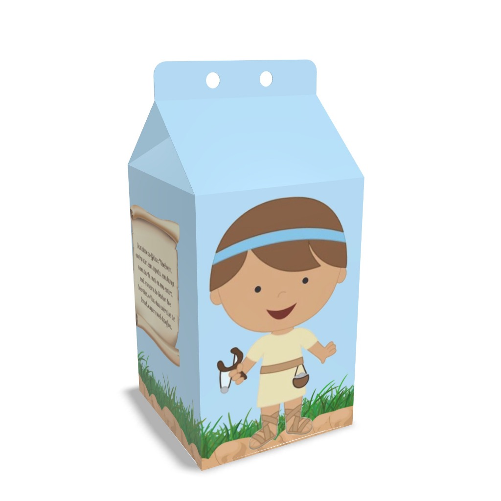 Caixinha Milk Tema DAVI E GOLIAS Festa Infantil  Lembrança Para Festa - Pronta Entrega