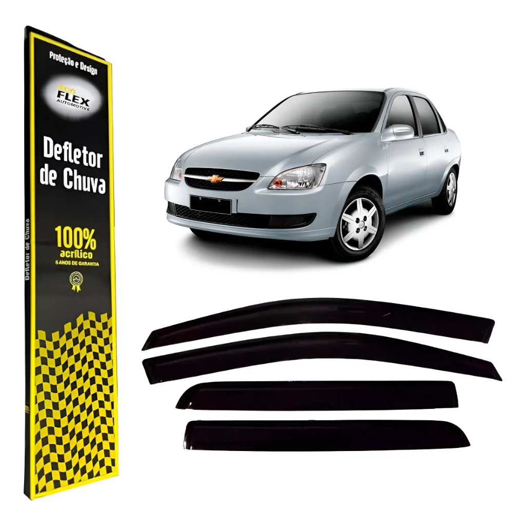 Jogo Calha Chuva Defletor Corsa Classic/Sedan/Wagon 94/15 4PTS Preto/fume 30.004A Ecoflex