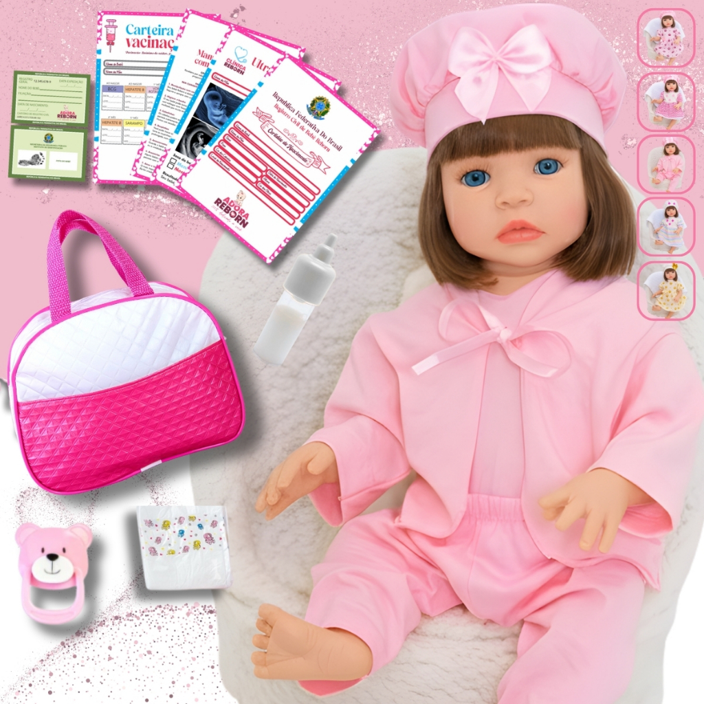 Boneca Bebê Reborn Realista 100% Siliconada + 10 itens Pode Dar Banho Promoção