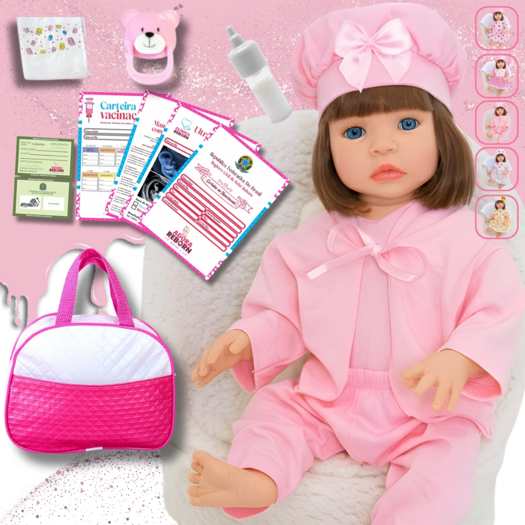 Boneca Bebê Reborn Realista Original de Silicone Menina Pode Dar Banho Envio Imediato