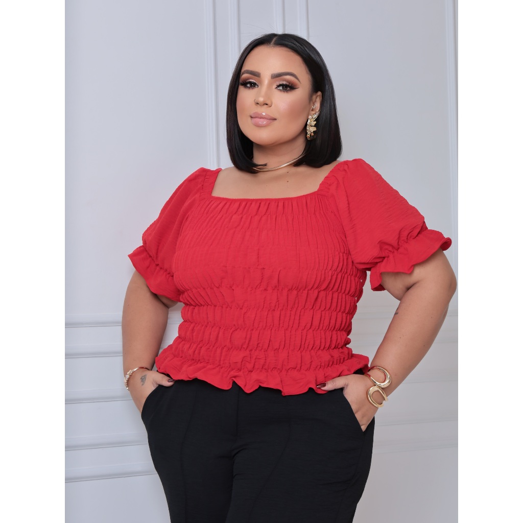 Croped Elastex Plus Size ombro a ombro