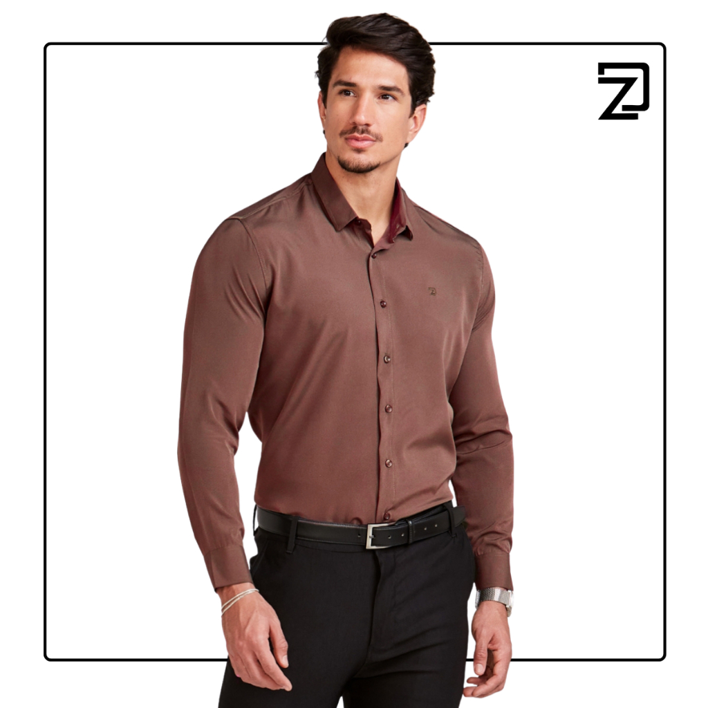 Camisa Social Masculina Manga Longa Slim em Oferta na Shopee