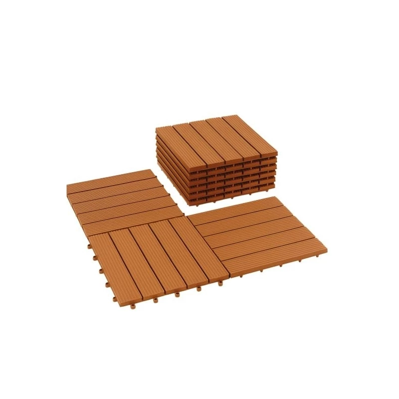 Deck Modular Plástico Listrado Marrom Avermelhado 30x30 em Oferta na Shopee