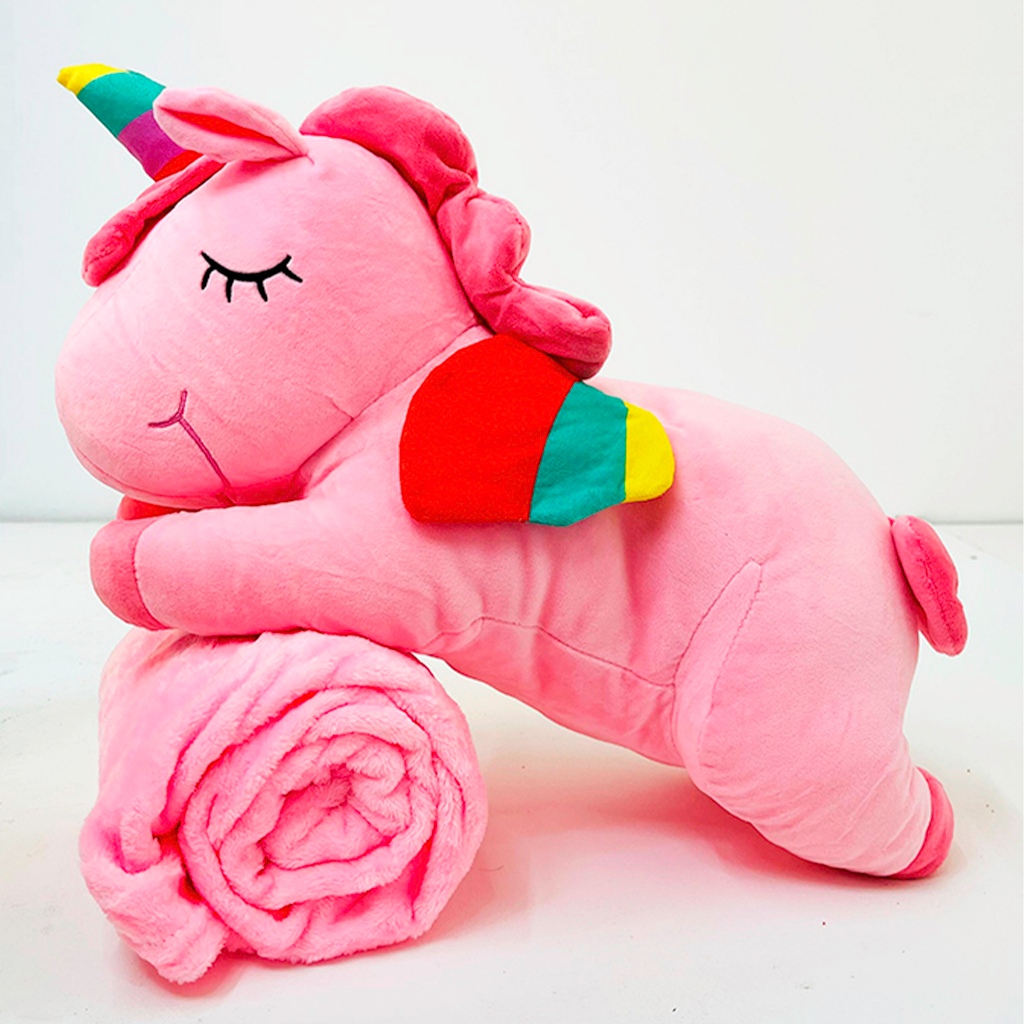 Pelúcia Unicórnio com Manta de Fleece