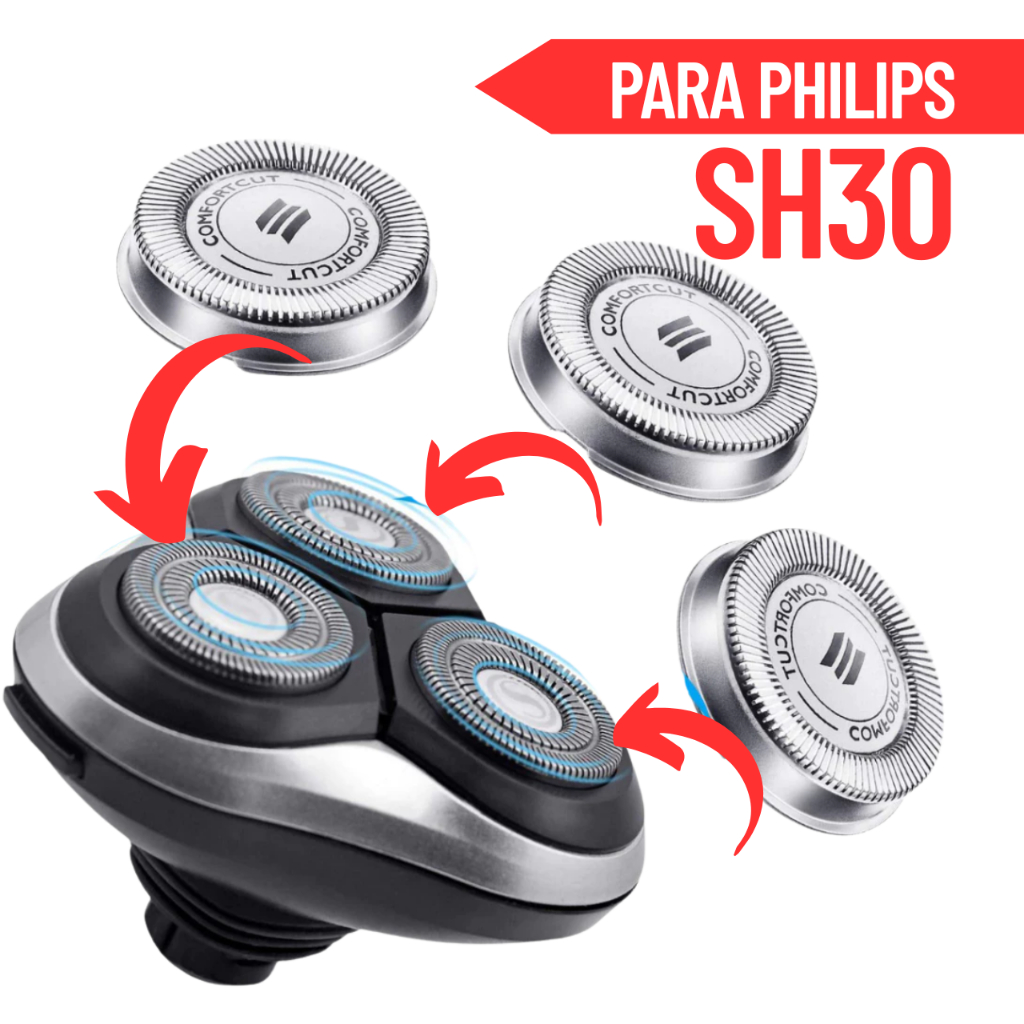 3 Lâminas Barbeador Aquatouch Sh30 S1030 S5008 S5010 S5011 em Oferta na Shopee