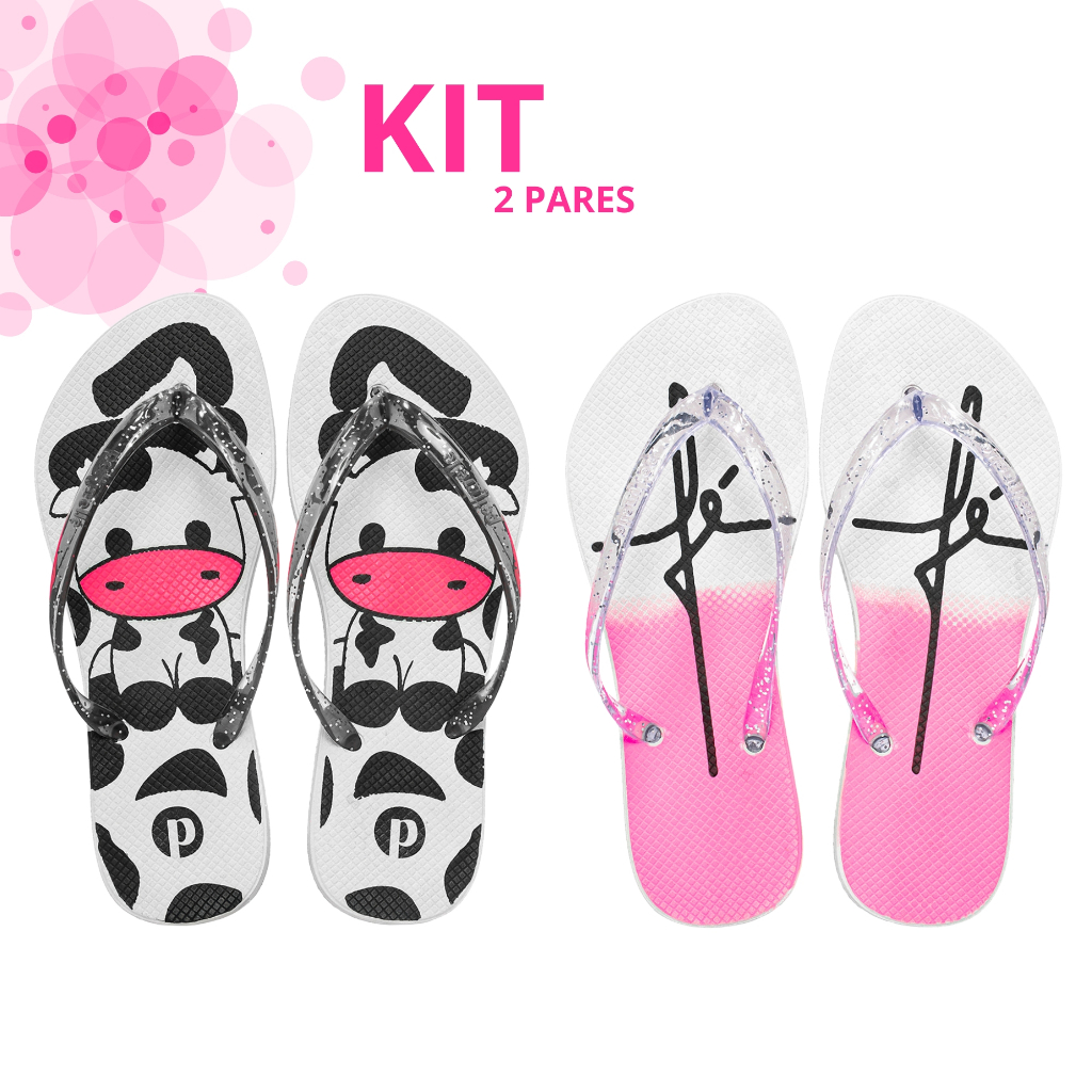 Kit Chinelo Feminino Macio Estampado Leve em Oferta na Shopee
