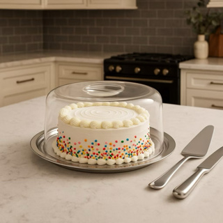 Boleira de Inox e Tampa Acrílica Premium  Porta Bolos Doces e Pães Grande 32 cm em Oferta na Shopee