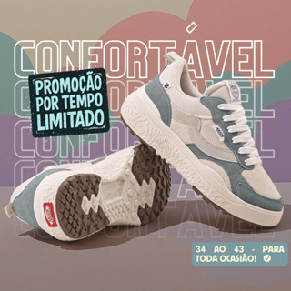 Tênis Feminino Akion Skateboard Casual Preto Branco 34 ao 43 - Entrega Rápida em Oferta na Shopee