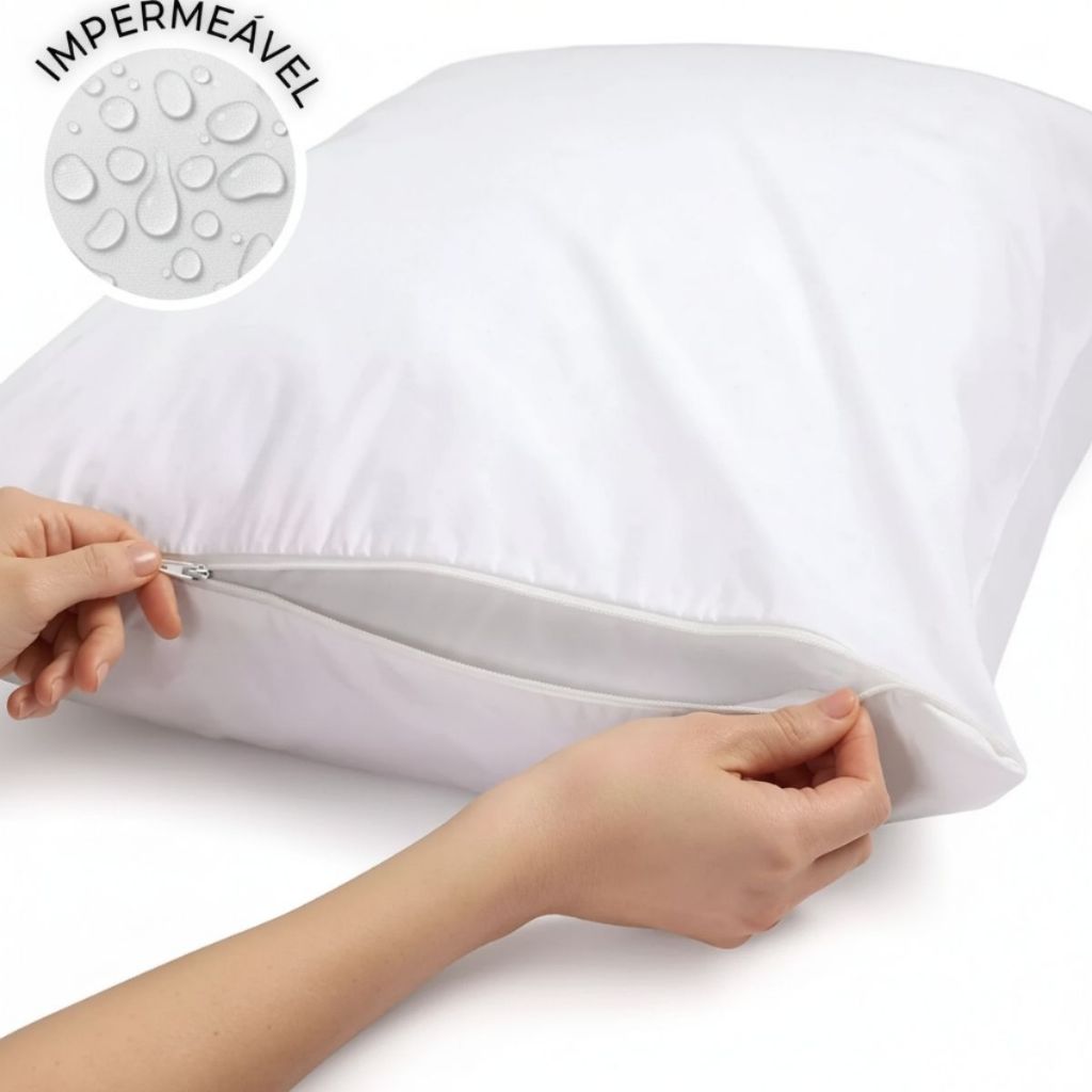 Capa de Travesseiro Impermeável com Zíper Proteção Antialérgica Antiácaro Impermeável Branca Quarto Fronha em Oferta na Shopee