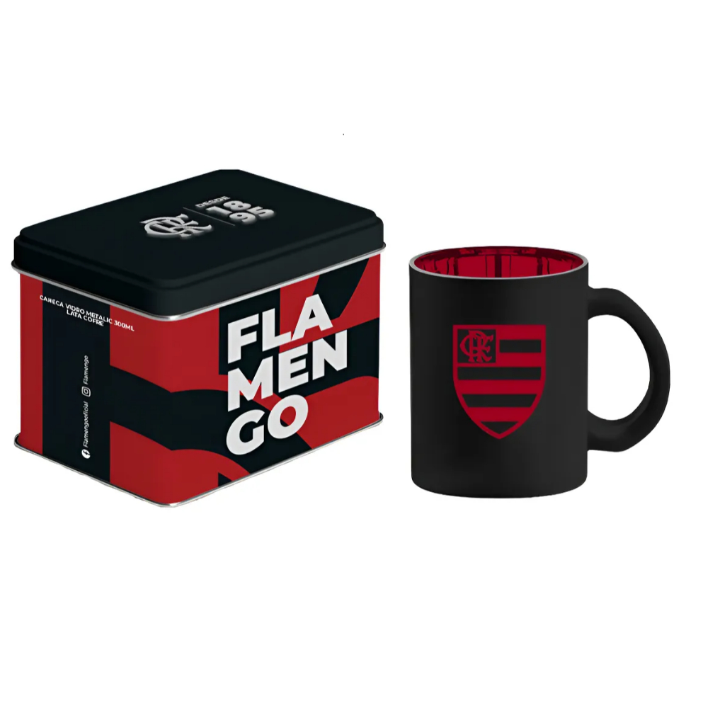 CANECA VIDRO DIAMOND METALIC - FLAMENGO em Oferta na Shopee