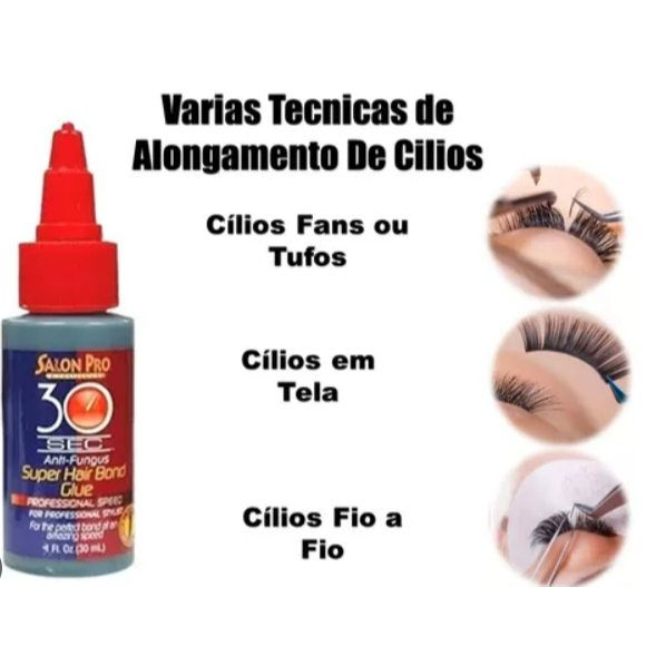 ideal para extensão de cílios, seca em 30 segundos, qualidade profissional.Supercola 30ml, em Oferta na Shopee