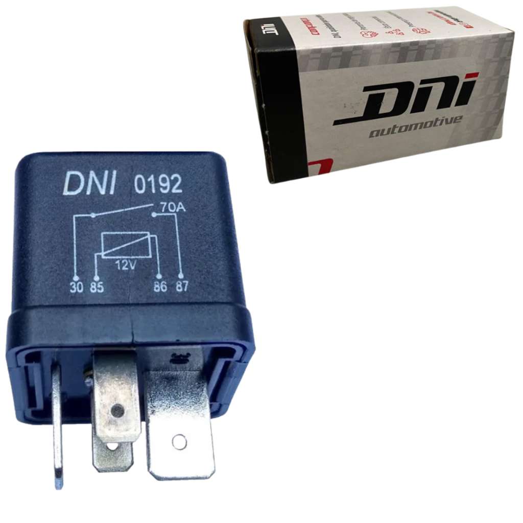 Relé Auxiliar Com 4 Terminais 12v 70a Com Suporte Preto Original Dni0192