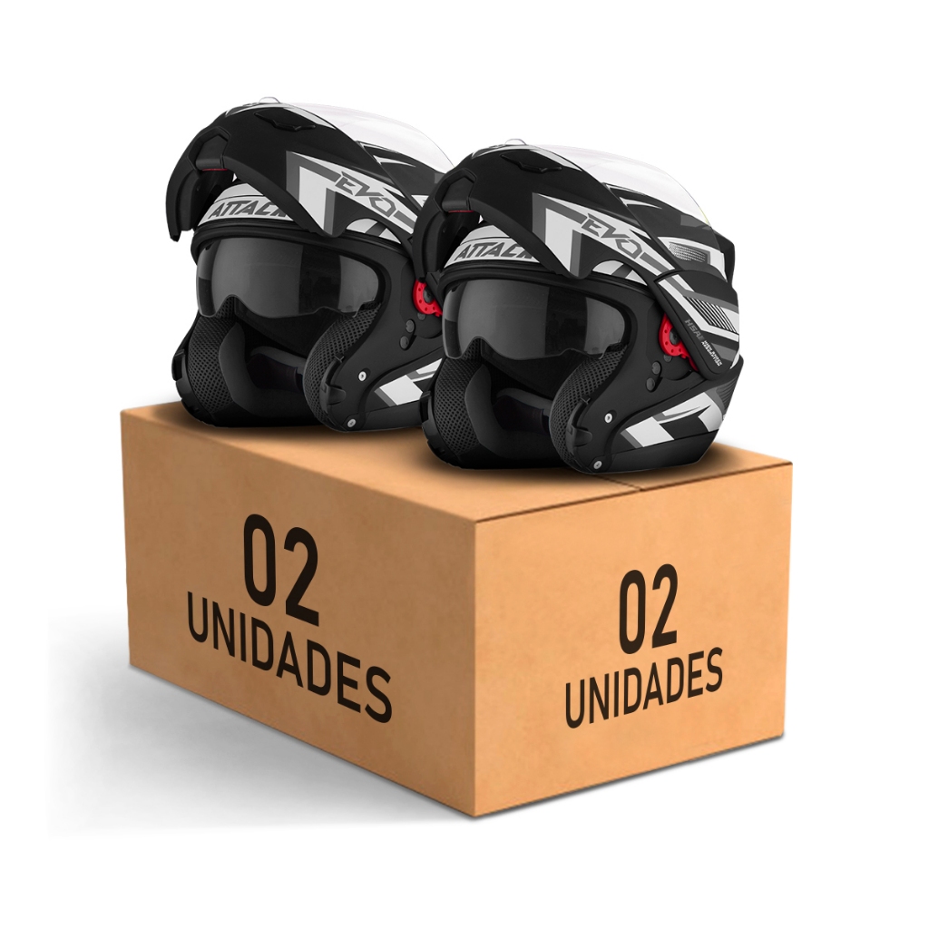 Kit 2 Capacetes Escamoteavel Attack Evo Fosco Óculos Interno Cores Semelhantes em Oferta na Shopee