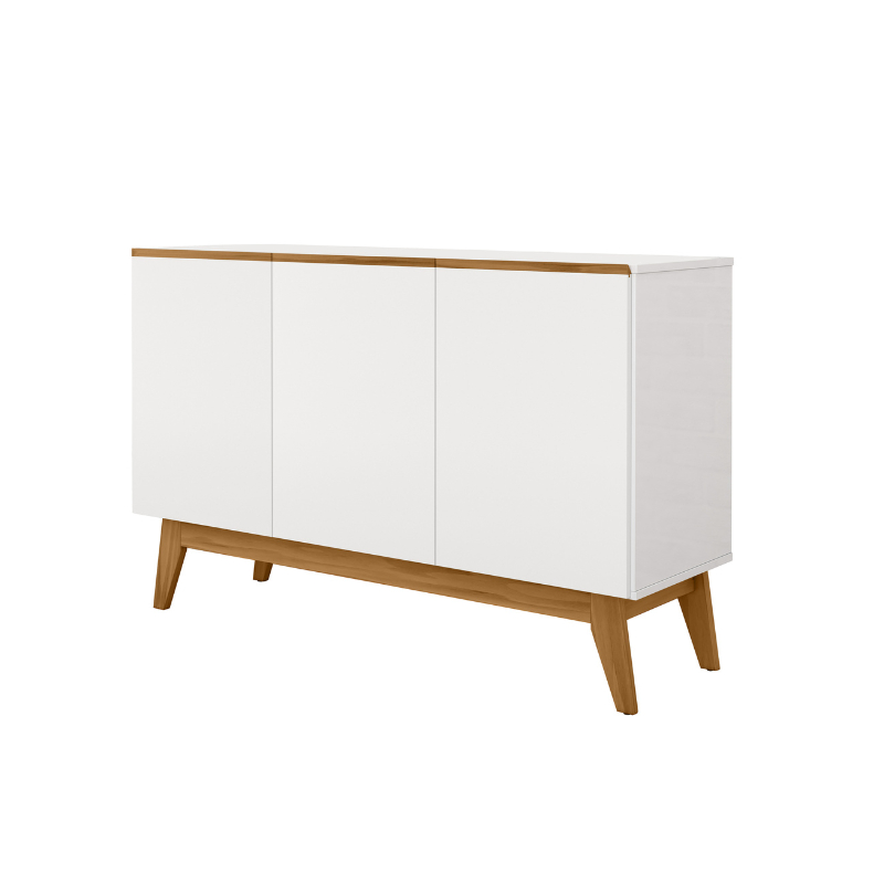 Buffet Aparador Ares Lux 3 Portas Pés em Madeira Decorativa Moderno Sala Estar Recepção - AV