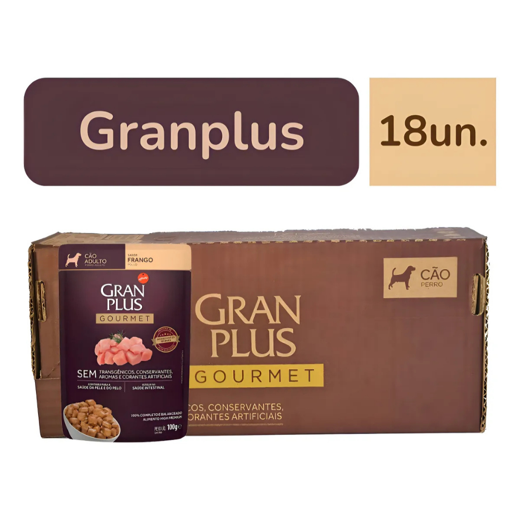 Ração Úmida Gran Plus Sachê Para Cães Caixa Com 18 Unidades 100G - Diversos Sabores em Oferta na Shopee