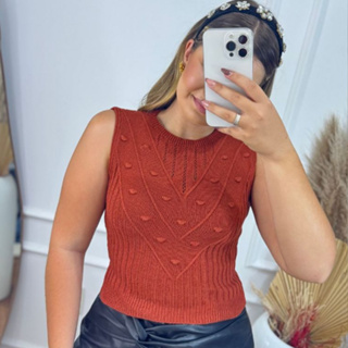 Cropped Blusa Regata Feminina Modal Tricot V Bola Rendado Gola Redonda Tricô Verão em Oferta na Shopee
