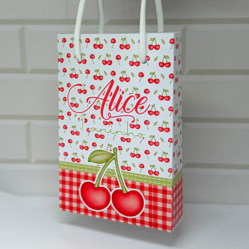 Sacolinha personalizada P  CEREJINHA PEGUE E MONTE | Personalizados lembrancinhas mimos