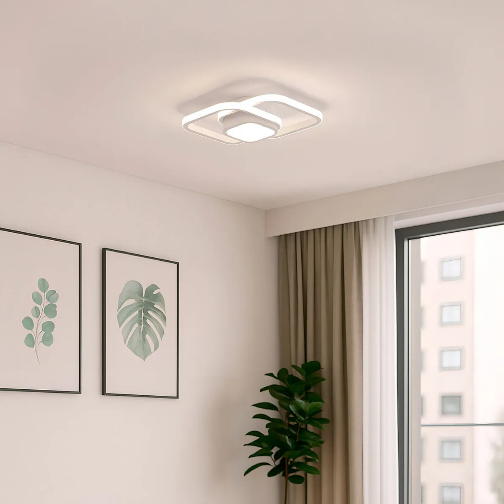 Luminária de LED Lustre Plafon Dallas 24x20 Branco Preto Dourado Preto/Branco Trenddecor Autovolt 110V 220V
