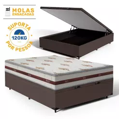 Cama Box Baú com Colchão de Molas Ensacadas D'Angelis Classic Viúva 128cm