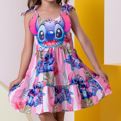 Fantasia Lilo e Stitch Infantil Menina Vestido Infantil Lilo e Stitch Princesa Festa 1 a 12 Anos com Brilho vestido bebe