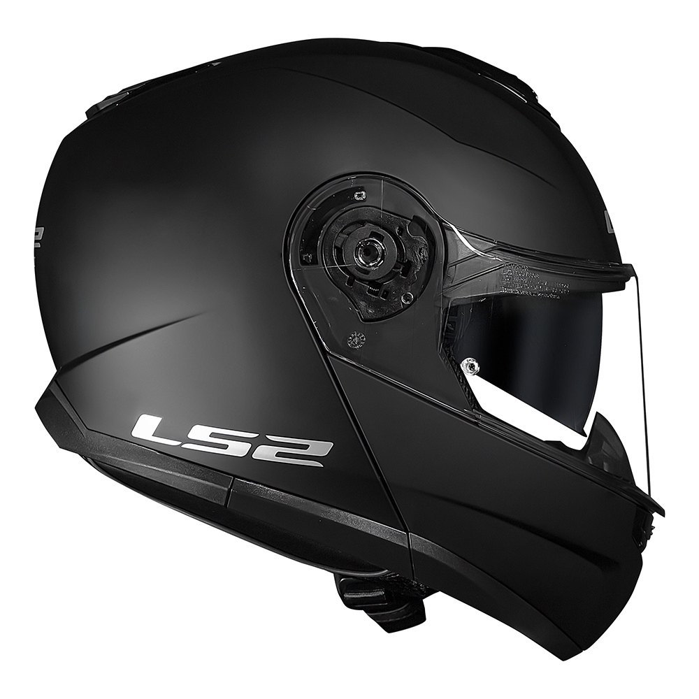 CAPACETE LS2 STROBE II MONOCOLOR PRETO FOSCO BLACK ESCAMOTEAVEL COM OCULOS INTERNO ROBOCOP