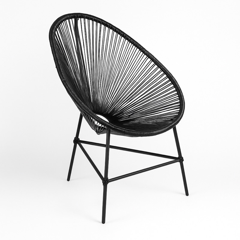 Cadeira Acapulco Preta Decorativa – Conforto e Estilo para Varanda e Jardim