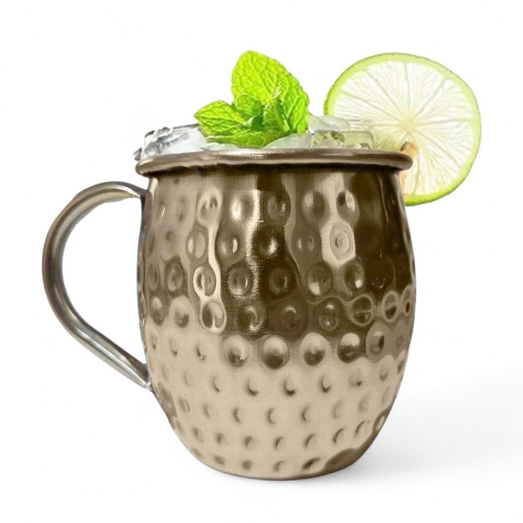 Caneca Aço Inox Martelada De 580ml Para Drinks Moscow Mule Coquetéis Cerveja Decoração Bar Festas