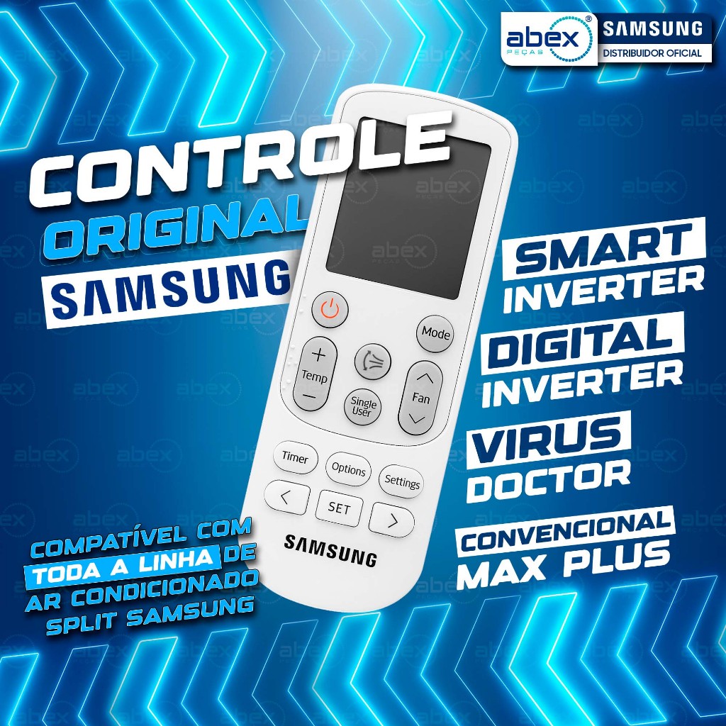 Controle Ar Condicionado Samsung Split Inverter Virus Doctor Max DB93-13553A DB93-15882Q Original
