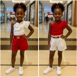 Conjunto Infantil Menina Look Confortável Estiloso Para Festas E Passeios De Verão