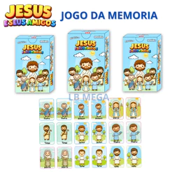 Kit com 3 até 30 Caixinhas Jogo da Memória JESUS E SEUS AMIGOS Brinquedo Educativo Crianças Bíblico Festas