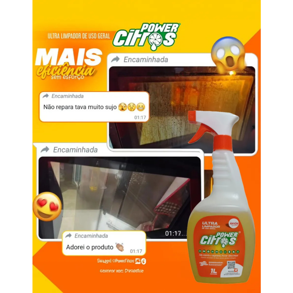 Ultra Limpador Multifuncional de Limpeza Profunda Desengordurante Laranja Premium 1L - Power Citros em Oferta na Shopee