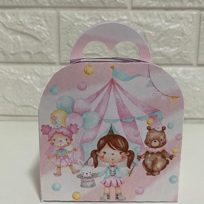 ENVIO RÁPIDO Kit Caixas Maletinha Coração Personalizadas – Lembrancinha Festa Infantil Aniversário Circo Rosa