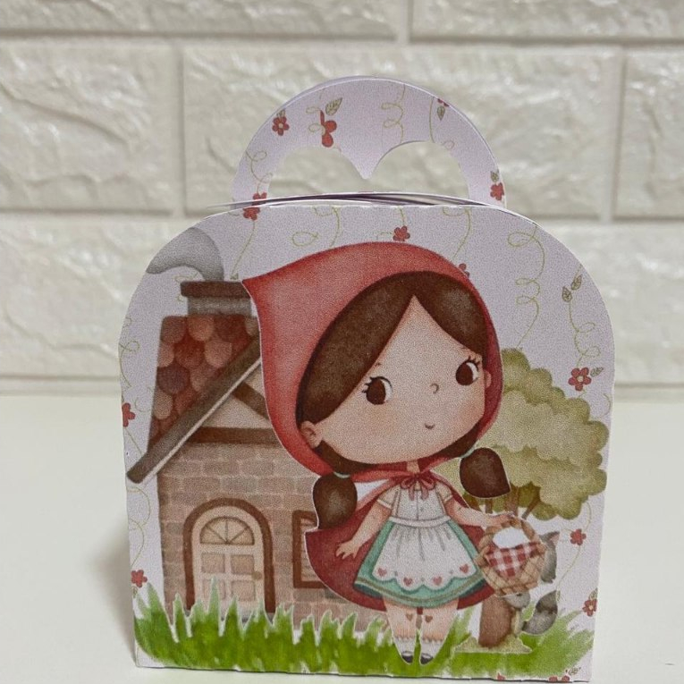 Kit  Caixas Maletinha Coração Personalizadas – Lembrancinha Festa Infantil da Chapeuzinho Vermelho Baby