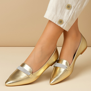 Sapatilha Feminina Confortável Luxo Mocassim Sapato Feminino Bico Fino Prata Strass em Oferta na Shopee