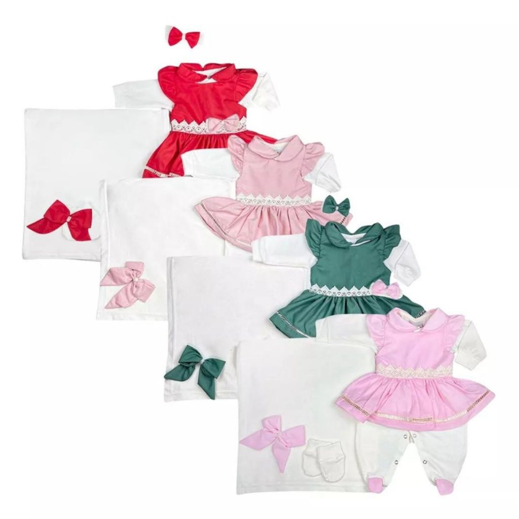 Kit Saída Maternidade Menina Lavinia 5 Peças Diversas Cor Conjunto Enxoval Completo Para Menina em Oferta na Shopee