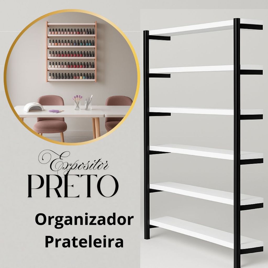 Nichos metalon  Expositores de Esmaltes Preto Brilho Para Manicure Modelo Industrial