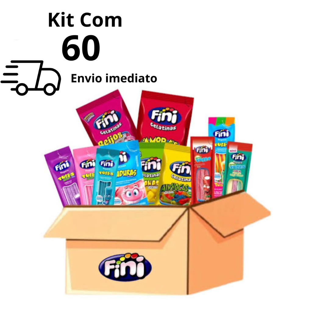 Kit Com 12 a 60 Pacotes De Balas Fini Tubes  Sabores Diferenciados Sortidos 15g em Oferta na Shopee