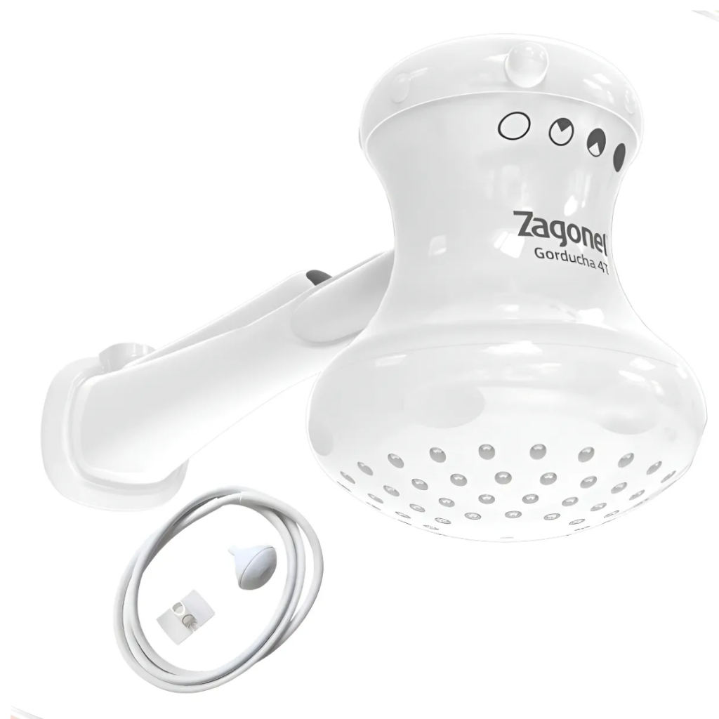 Ducha Gorducha 4 Temperaturas Zagonel 5700W 220V com Cano 30cm – Original, Alta Vazão, Banho Quente, Resistência Fácil