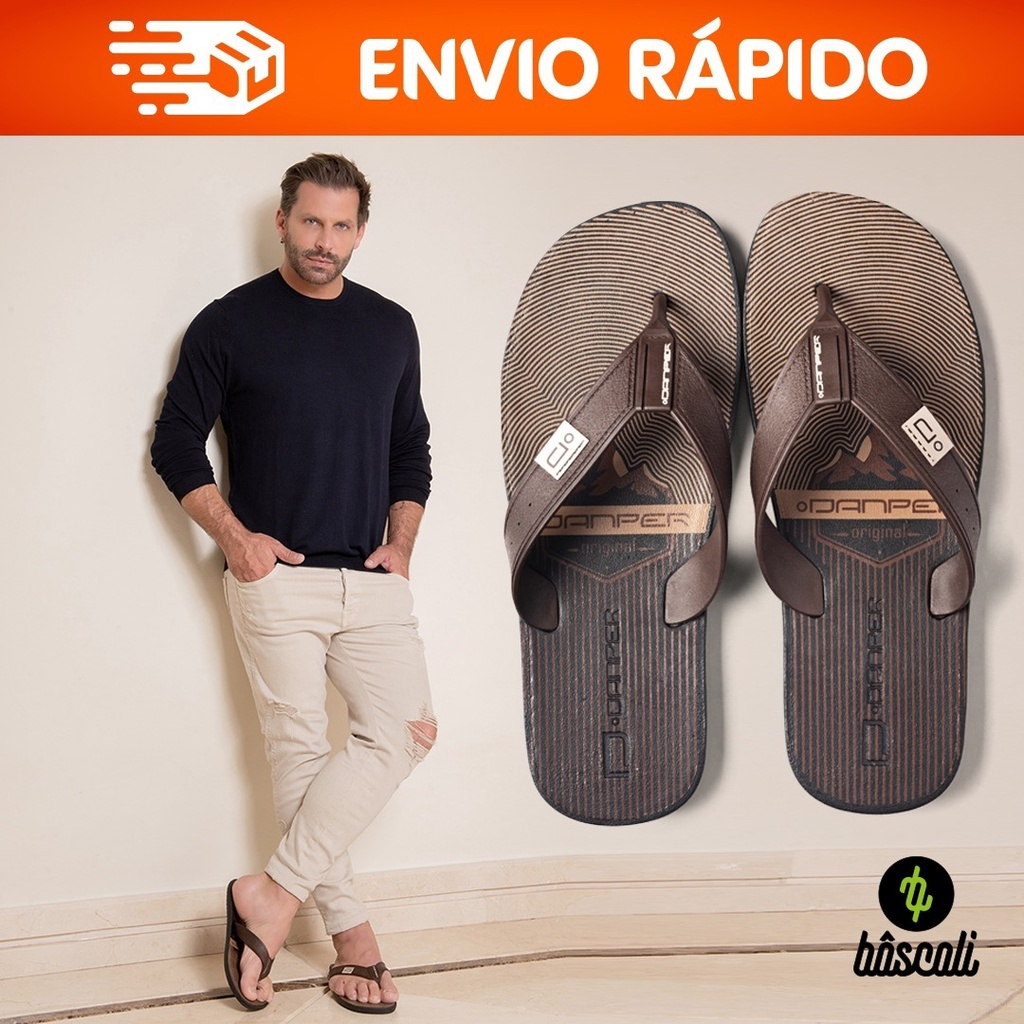 Chinelo Danper Sandália de dedo Adulto Masculino Original Café Barcelona Chinela