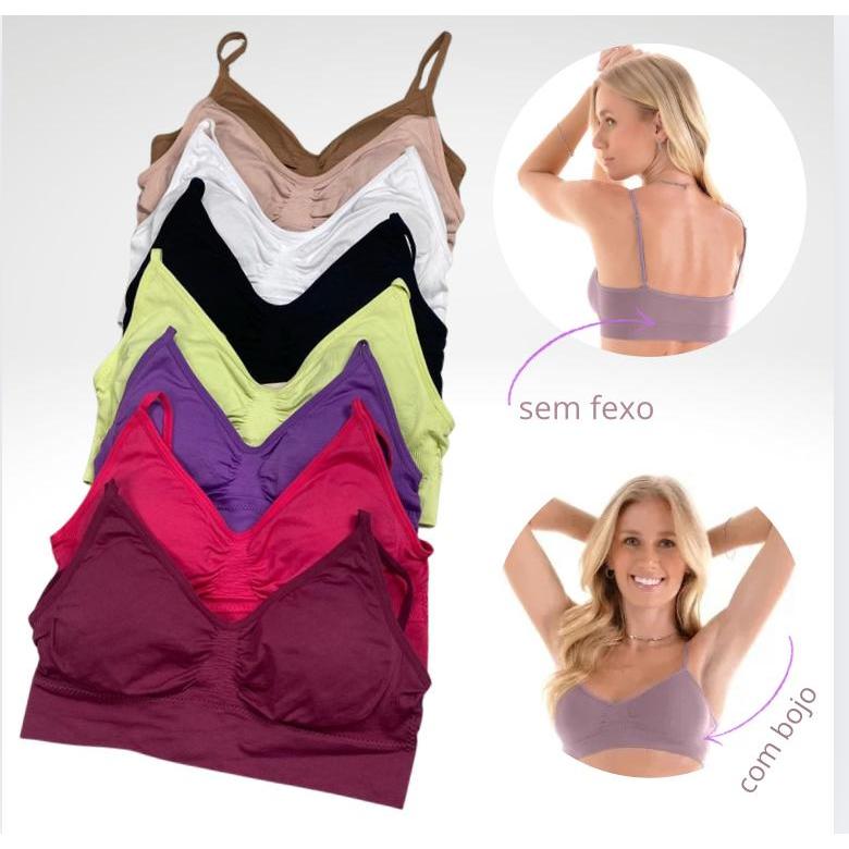 Sutiã Top sem Costura Alça Fina Regulável com Bojo Removivel sem Fexo Conforto e Qualidade  Zee Rucci P M G E GG em Oferta na Shopee