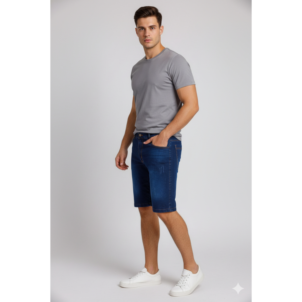 Bermuda Jeans Shorts Masculinos Alta Qualidade Com Elastano Confortavel