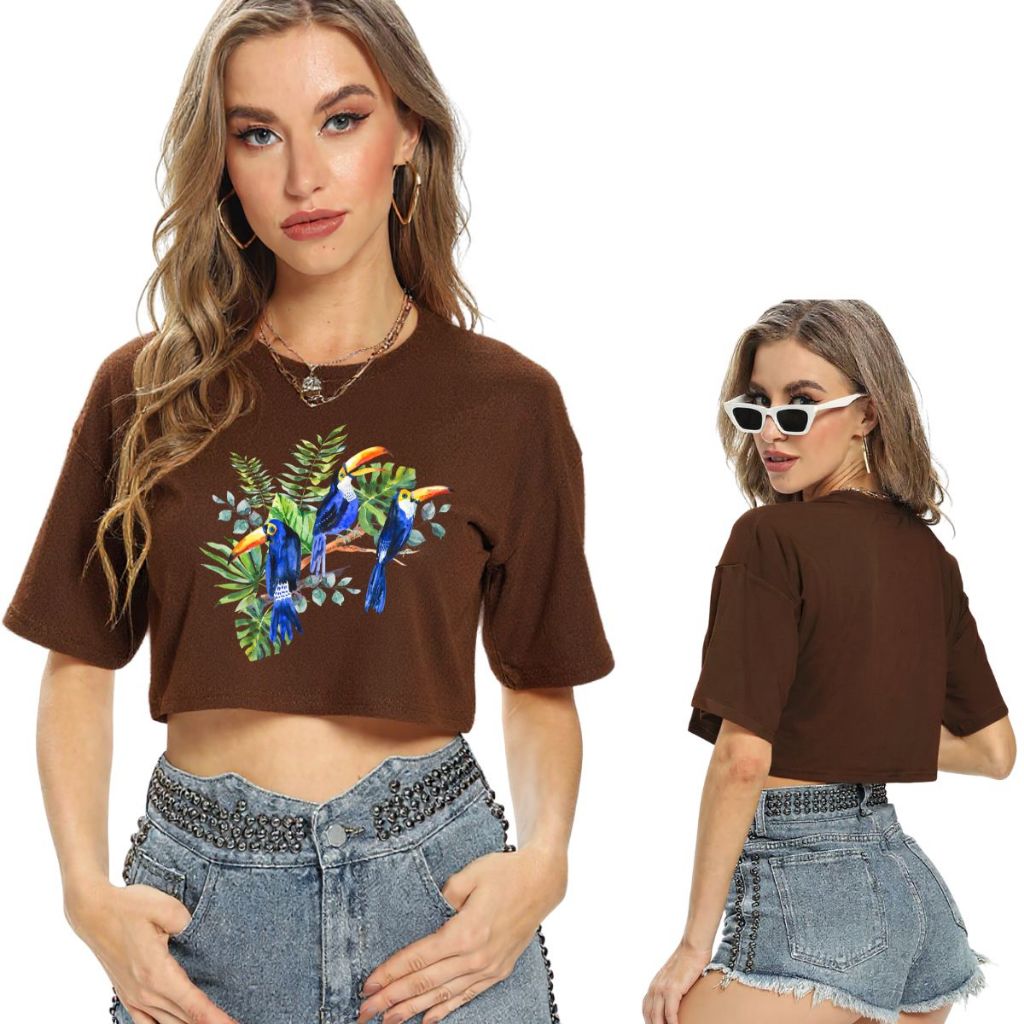 Camiseta Croped Oversized Feminino Tucano Praia Academia Moda T- Shirt Blogueira