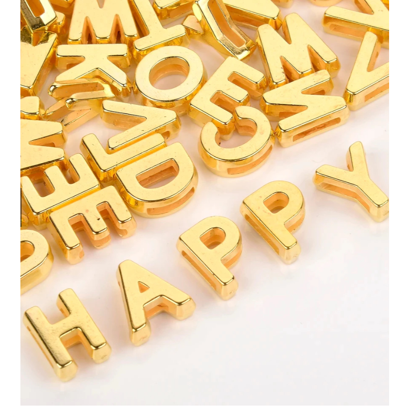 Letras Furo Passante Largo ABS 12mm Letra Sortida Artesanato Personalizar