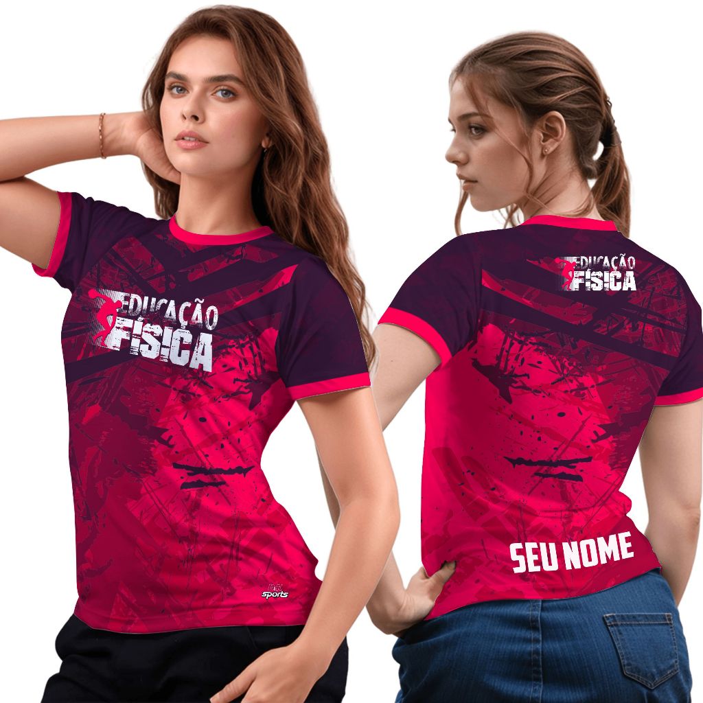 Camiseta Feminina Educação Física Baby Look Personalizado com Seu Nome em Oferta na Shopee